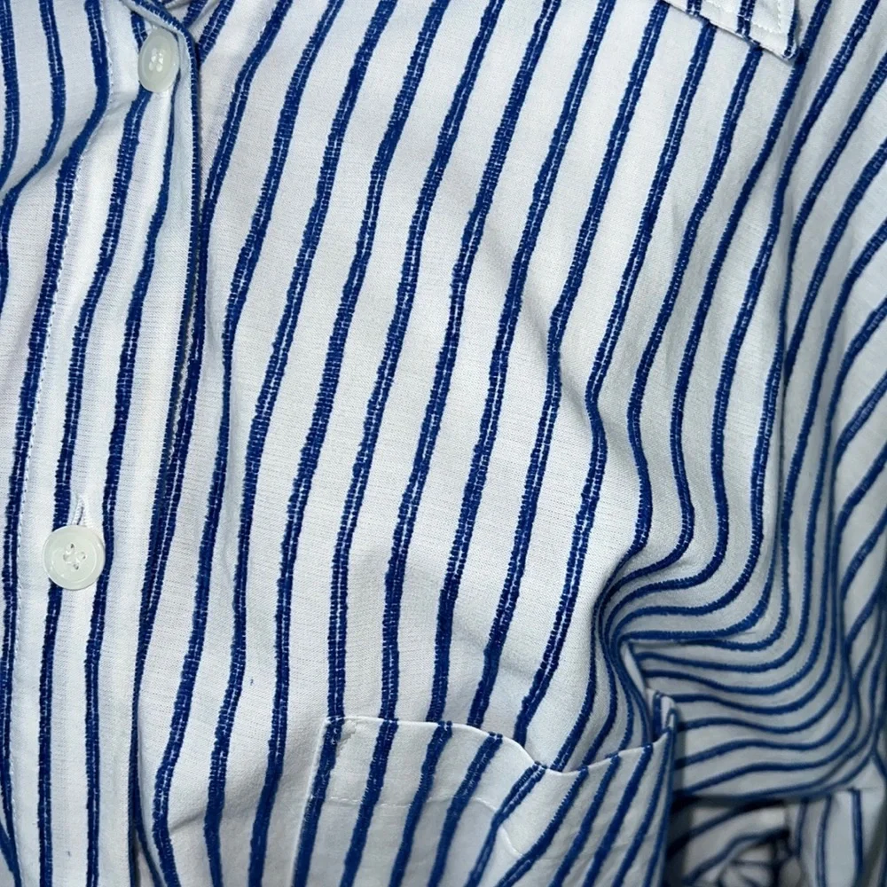 By Any Other Name Long Sleeve Blue & White Striped Midi Shirt Dress Size XL - Picture 2 of 15